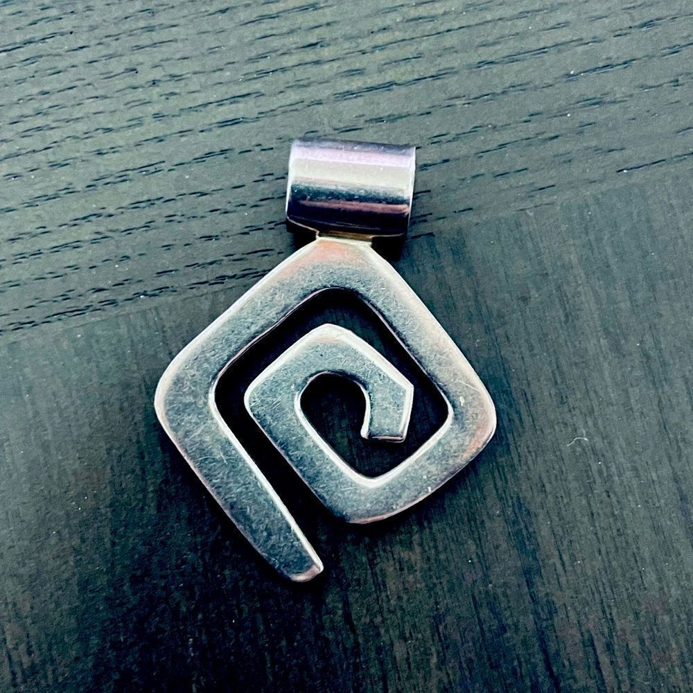 Sterling Silver 925 Southwest Swirl Boho Slide Necklace Pendant